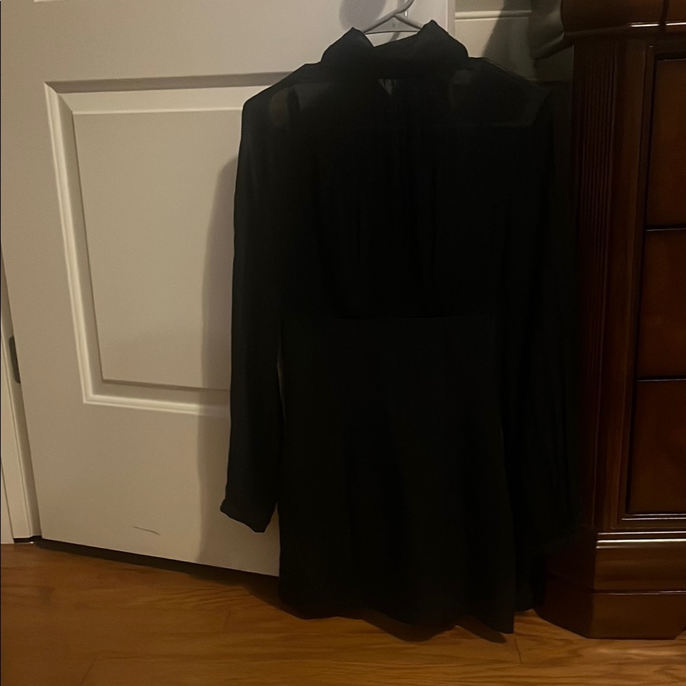 Stylish Black Sheer Sleeve Dress